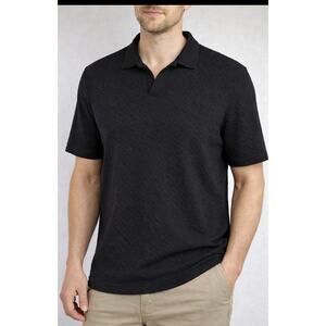 Goodfellow & Co Textured Knit Short Sleeve V-Neck Polo Shirt Black Men’s XL NWT